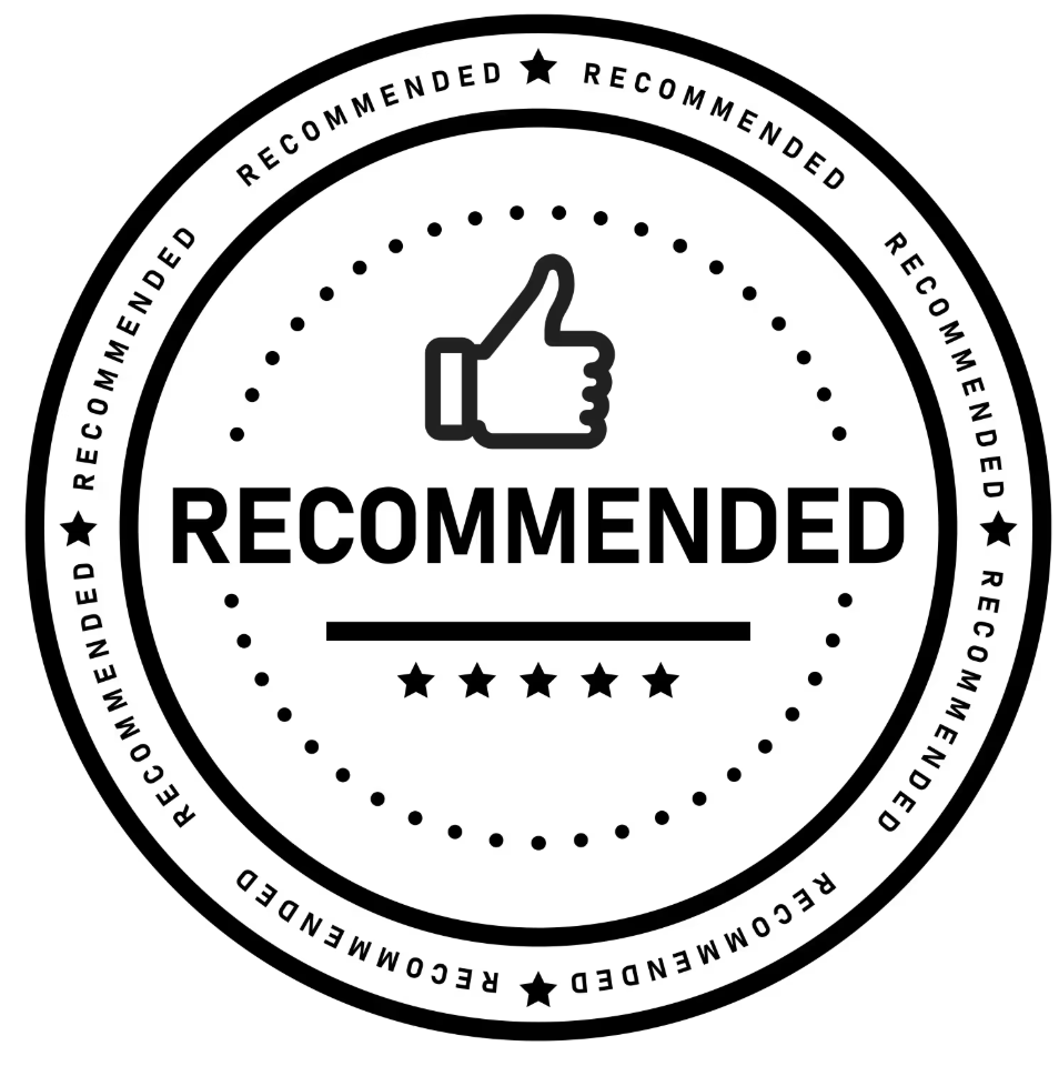 Seal with a thumbs up and "recommended" around the edge