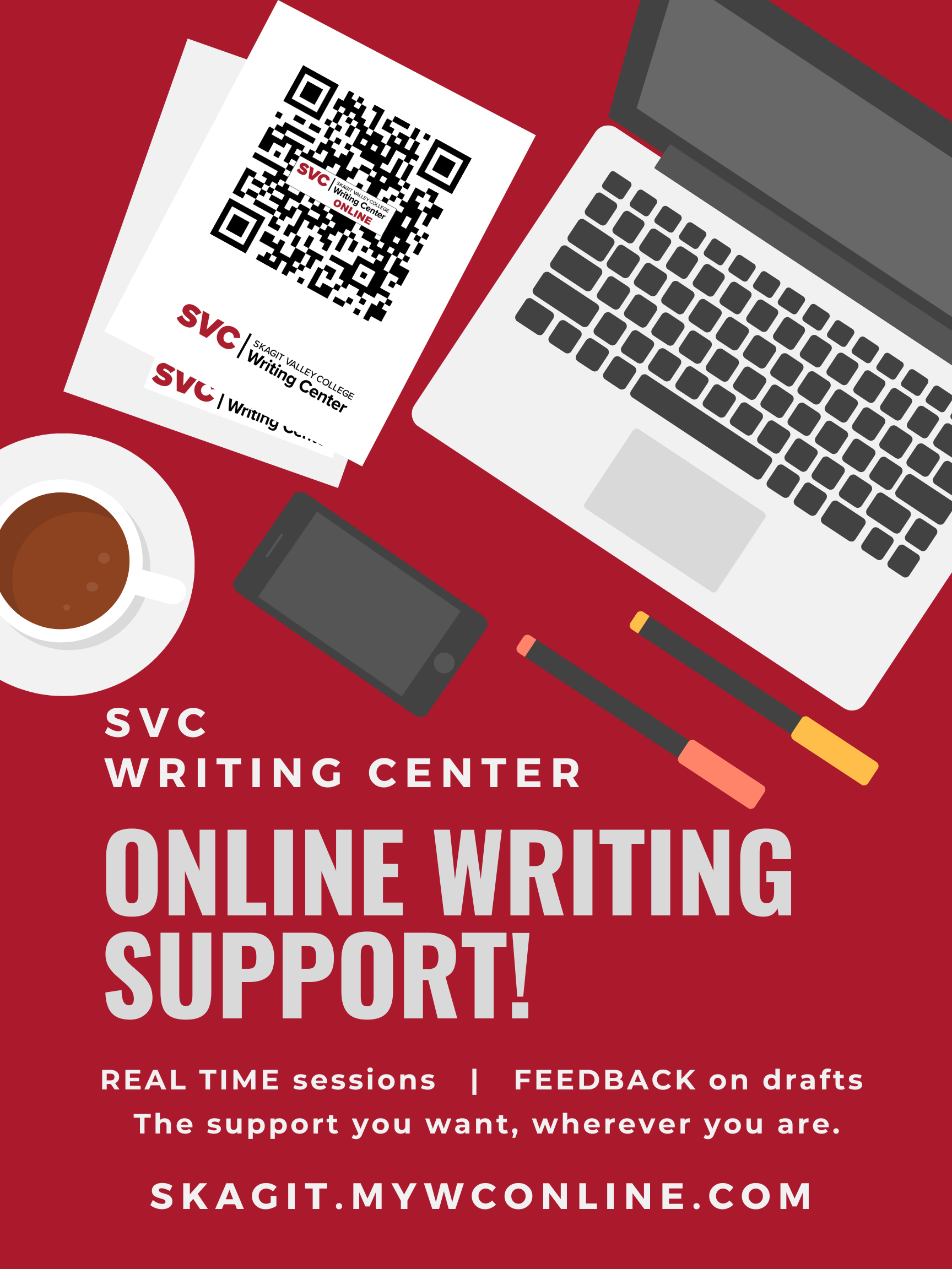 Promotional image for SVC Writing Center ONLINE at skagit.mywconline.com