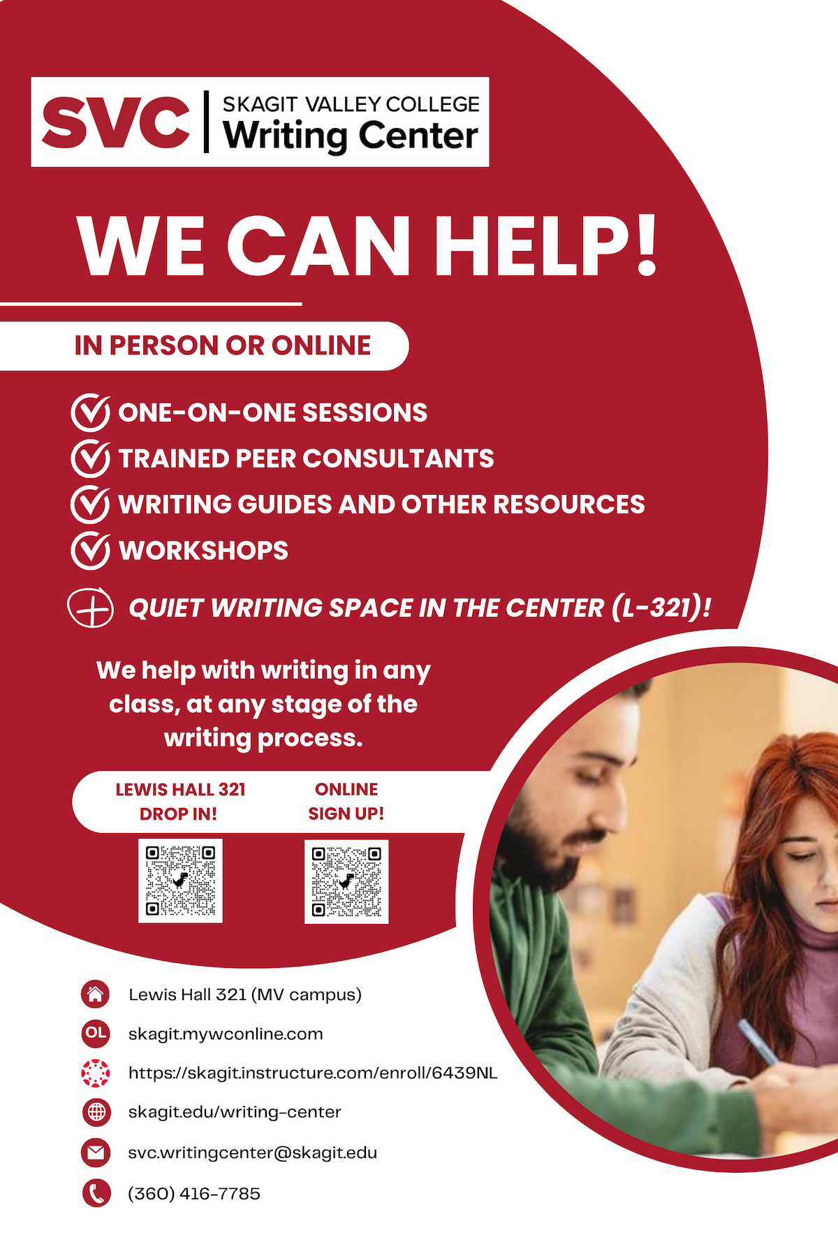 Promotional poster for the Writing Center