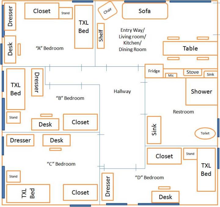 Apartment Layout On Campus Housing Skagit Valley College