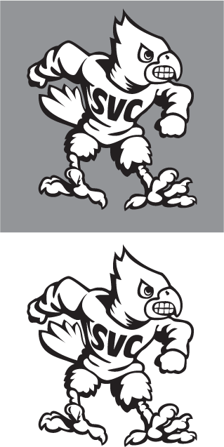 SVC black and white cardinal mascot logo