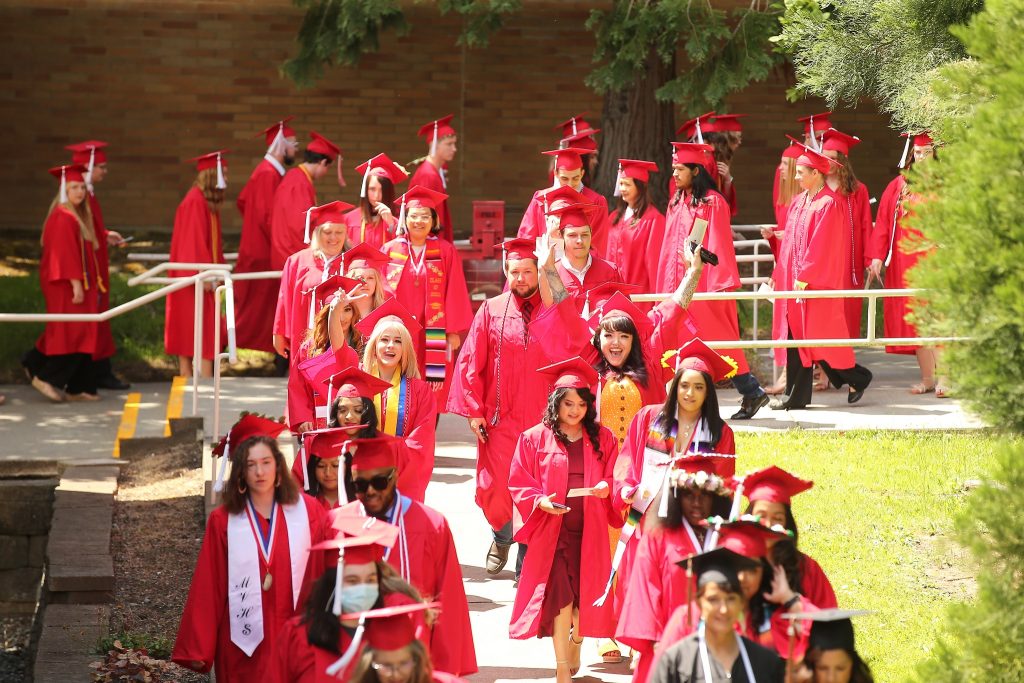 Class of 2022 walking to commencement ceremony